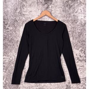 Icebreaker Base Layer Medium Womens Black Merino Wool Long Sleeve Shirt